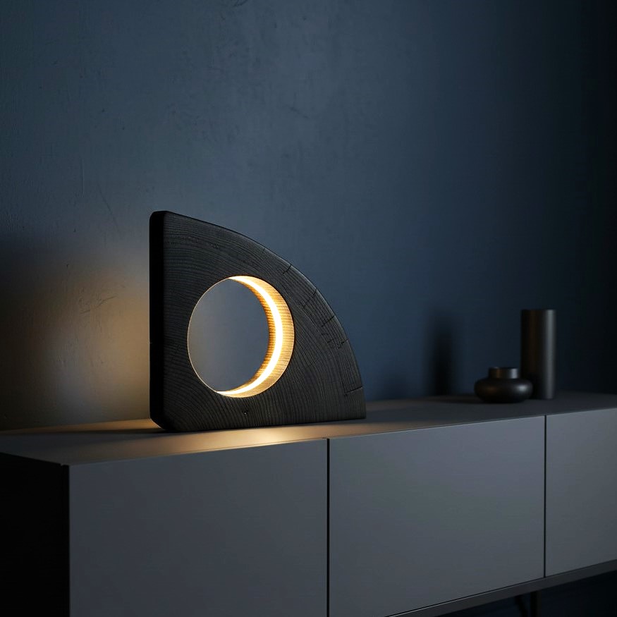 Burnt Wood LED Table Lamps-ECLIPSE