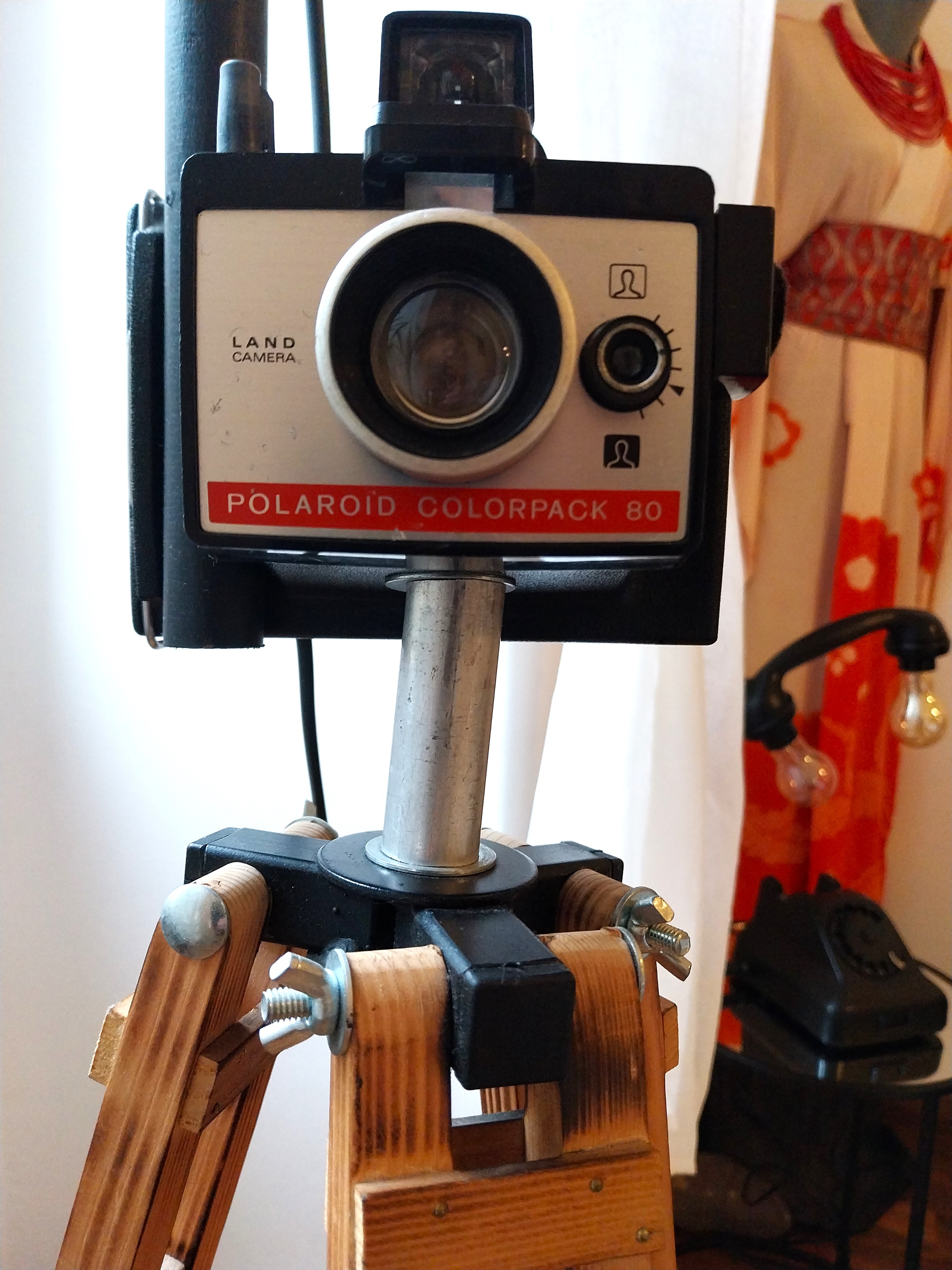 Vintage Photo Camera on Tripod Floor Lamp With a Dimmer Switch