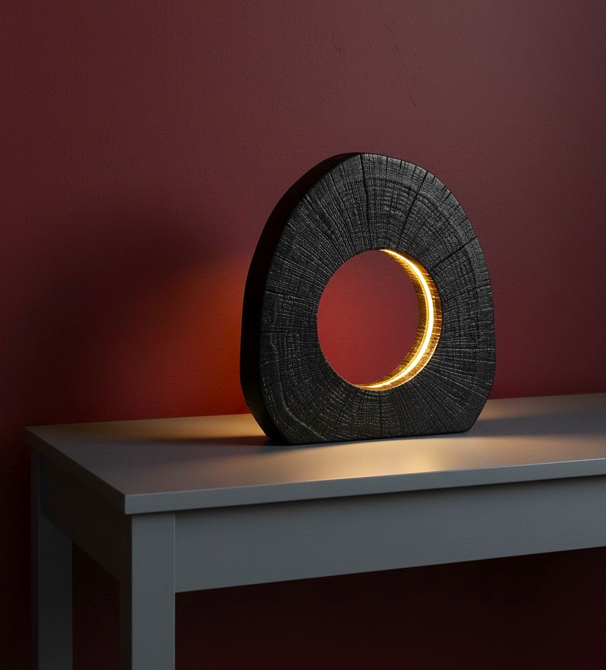 Burnt Wood LED Table Lamps-ECLIPSE