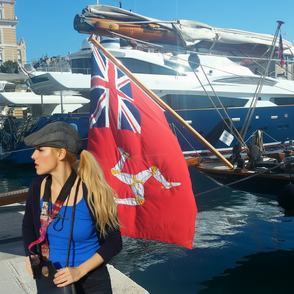 Romi With the Manx Red Ensign+Vintage Yacht