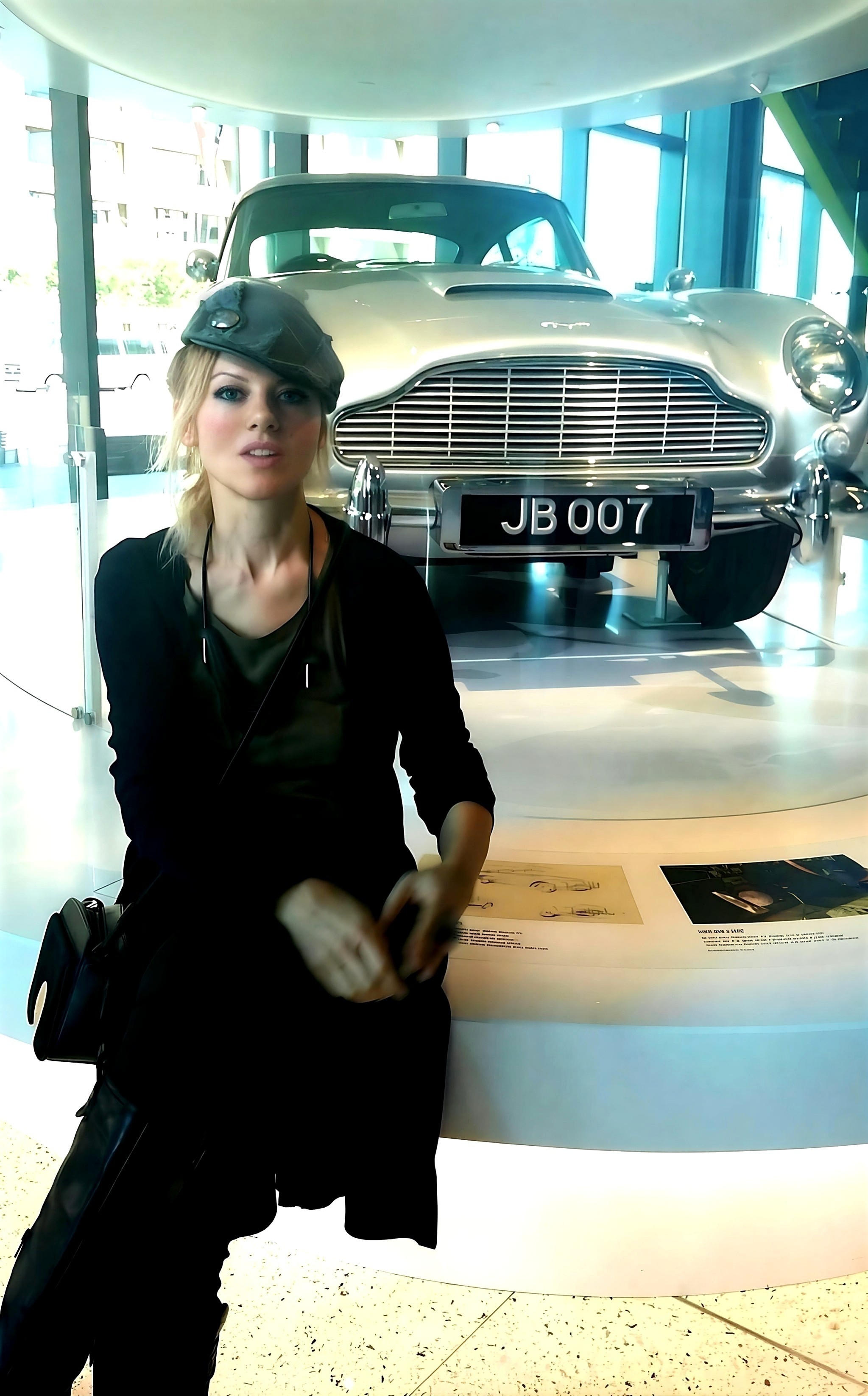 ROMI WITH THE ASTON MARTIN DB5 JAMES BOND CAR-SPY MUSEUM-WASHINGTON DC 1