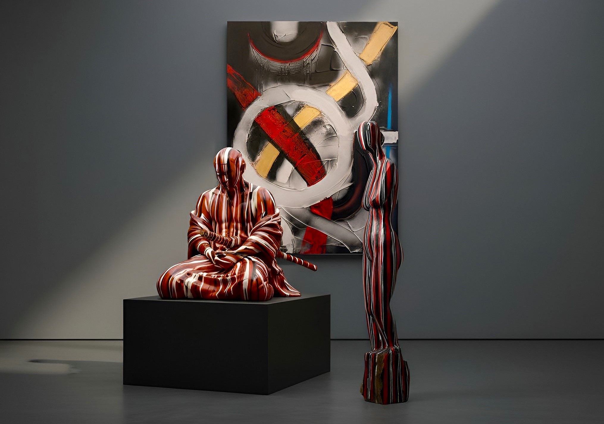 SAMURAI, MOTHER TREE No 2 and SPIRALS & CIRCLES Painting